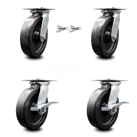 Service Caster 8 Inch Polyolefin Swivel Caster Swivel Locks 2 Brakes, 2PK SCC-35S820-POB-BSL-2-SLB-2